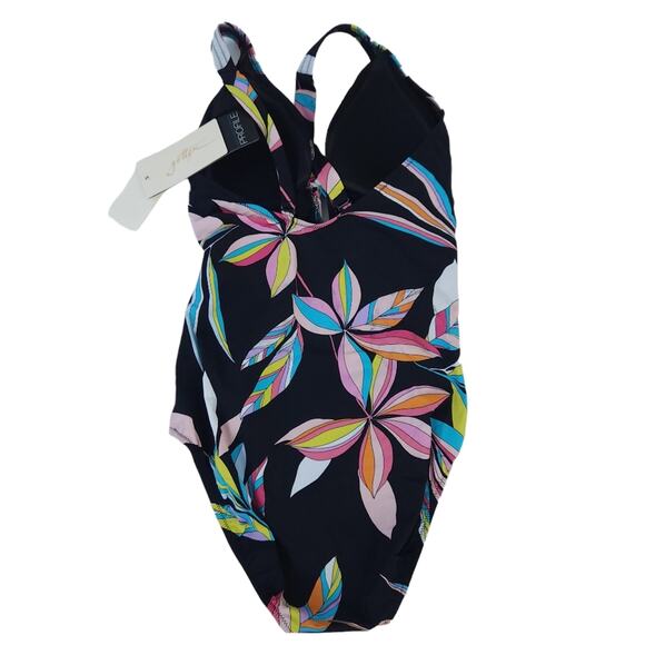 NEW Profile Gottex Swimsuit Black Tropical Flower Size 8 One Piece Bathing Suit - Picture 2 of 4